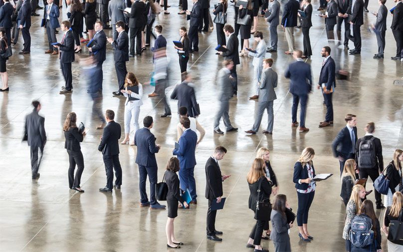 Students at the career conference.