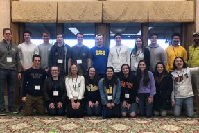 Students pose for a group picture at the Student Organization Retreat event
