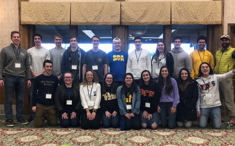 Students pose for a group picture at the Student Organization Retreat event